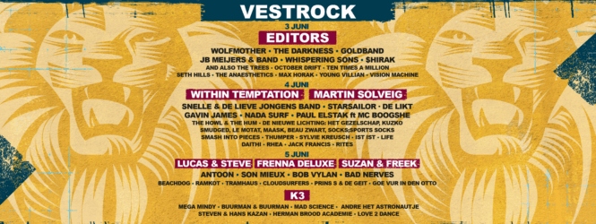 Line-up van Vestrock compleet met laatste 19 namen